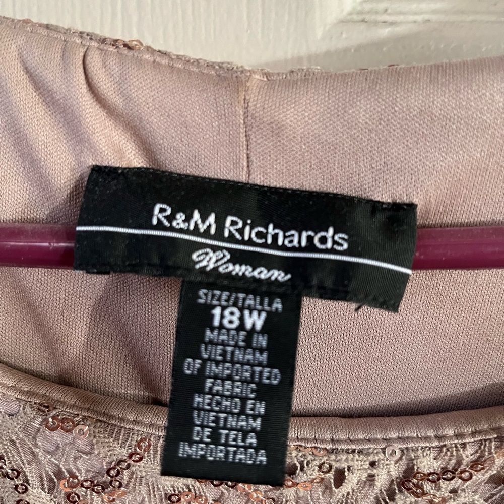 R and M Richards sequin lace cap dress